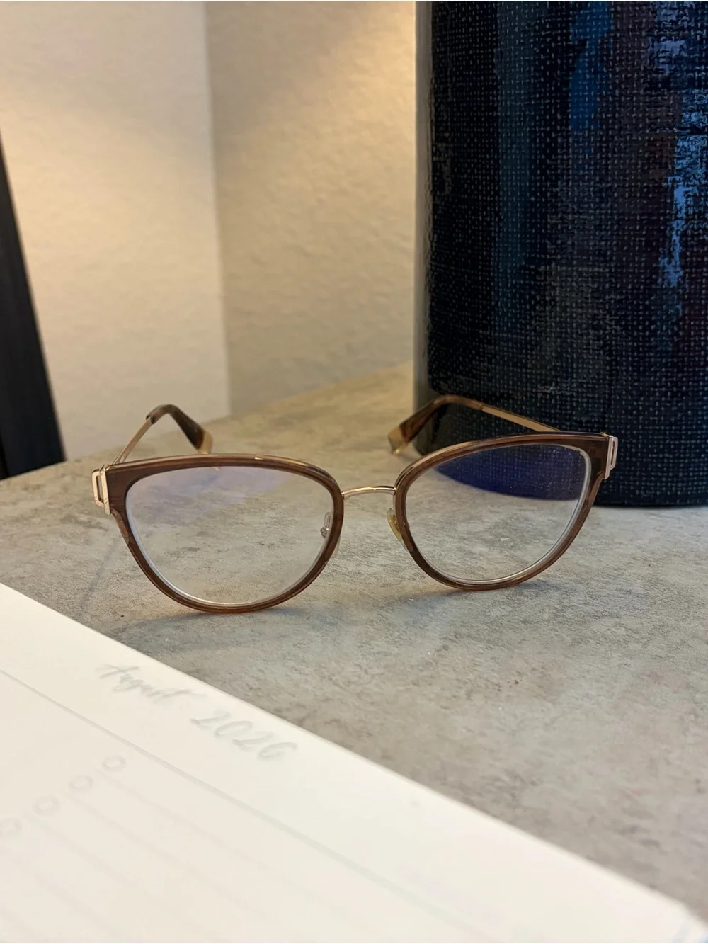Furla Brown and Gold Cat-Eye Glasses